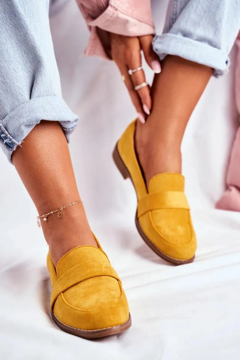 Damskie Półbuty Zamszowe Żółte Cintra