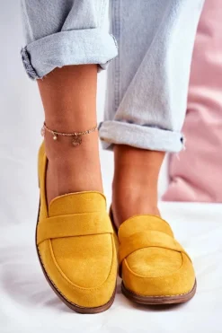 Damskie Półbuty Zamszowe Żółte Cintra