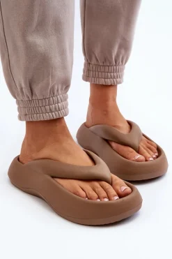 Damskie Piankowe Klapki Japonki Khaki Roux