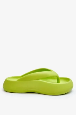 Damskie Piankowe Klapki Japonki Neonowy Żółty Roux
