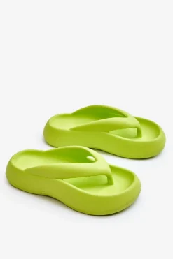Damskie Piankowe Klapki Japonki Neonowy Żółty Roux