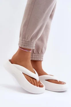 Damskie Piankowe Klapki Japonki Białe Roux