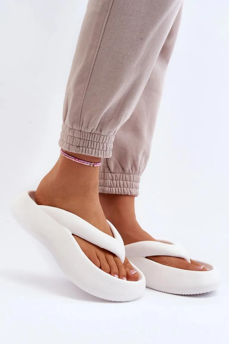 Damskie Piankowe Klapki Japonki Białe Roux