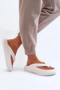 Damskie Piankowe Klapki Japonki Białe Roux