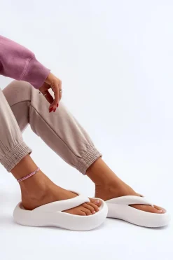 Damskie Piankowe Klapki Japonki Białe Roux