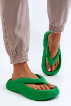 Damskie Piankowe Klapki Japonki Zielone Roux