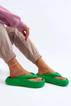 Damskie Piankowe Klapki Japonki Zielone Roux