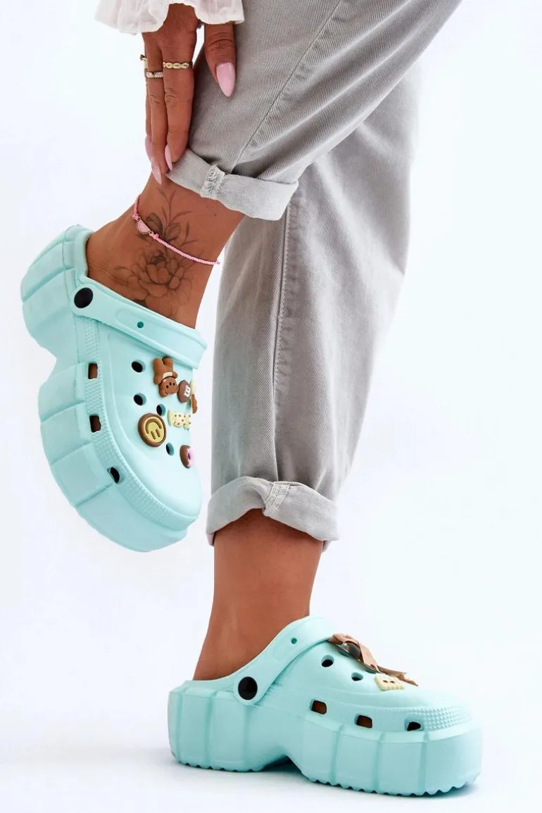 Damskie Piankowe Klapki Kroksy Z Ozdobami Zielone Marlett