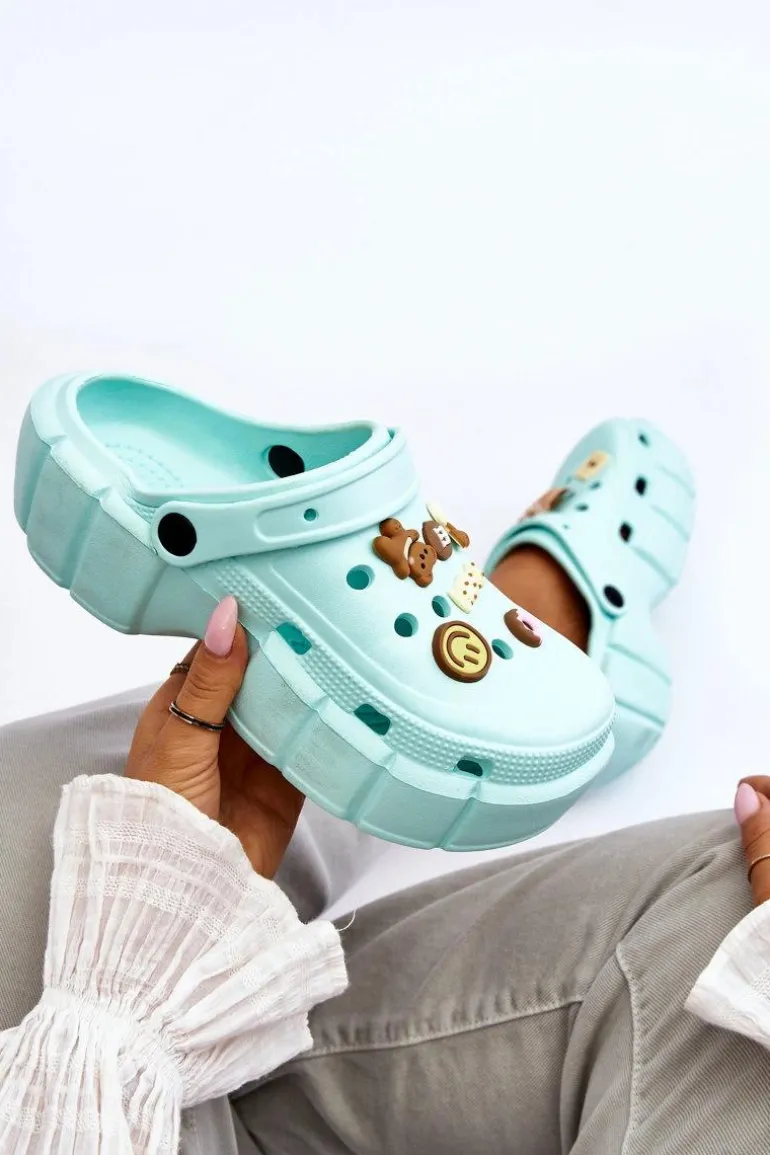 Damskie Piankowe Klapki Kroksy Z Ozdobami Zielone Marlett