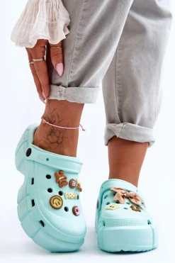 Damskie Piankowe Klapki Kroksy Z Ozdobami Zielone Marlett