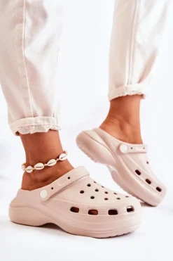 Damskie Piankowe Klapki Kroksy Beżowe Coline