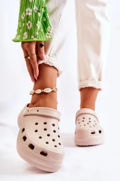 Damskie Piankowe Klapki Kroksy Beżowe Coline