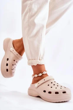 Damskie Piankowe Klapki Kroksy Beżowe Coline