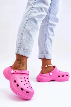 Damskie Piankowe Klapki Kroksy Ciemnoróżowe Coline