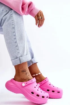 Damskie Piankowe Klapki Kroksy Ciemnoróżowe Coline