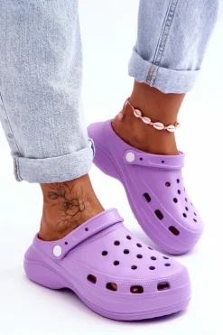 Damskie Piankowe Klapki Kroksy Fioletowe Coline