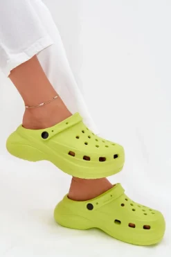 Damskie Piankowe Klapki Limonkowe Elisra