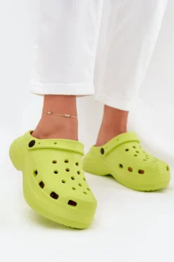 Damskie Piankowe Klapki Limonkowe Elisra
