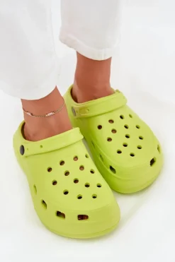 Damskie Piankowe Klapki Limonkowe Elisra