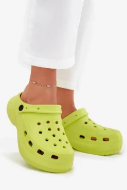 Damskie Piankowe Klapki Limonkowe Elisra
