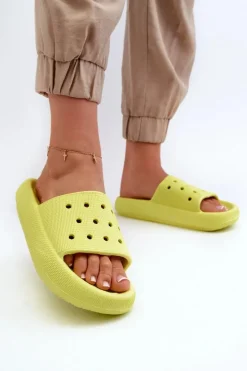 Damskie Piankowe Klapki Na Grubej Podeszwie Limonka Beula