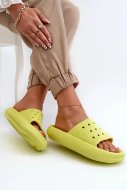 Damskie Piankowe Klapki Na Grubej Podeszwie Limonka Beula