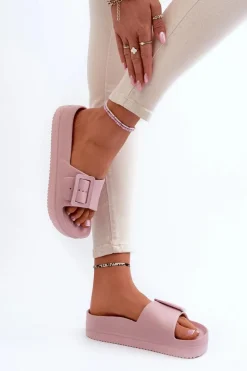 Damskie Piankowe Klapki Na Platformie Z Klamrą Big Star NN274A663 Różowe