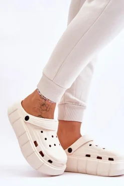 Damskie Piankowe Klapki Na Platformie Beżowe Beckett