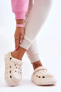 Damskie Piankowe Klapki Na Platformie Beżowe Beckett