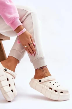 Damskie Piankowe Klapki Na Platformie Beżowe Beckett