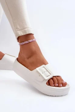 Damskie Piankowe Klapki Na Platformie Z Klamrą Big Star NN274A661 Białe