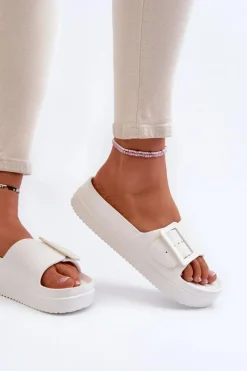 Damskie Piankowe Klapki Na Platformie Z Klamrą Big Star NN274A661 Białe