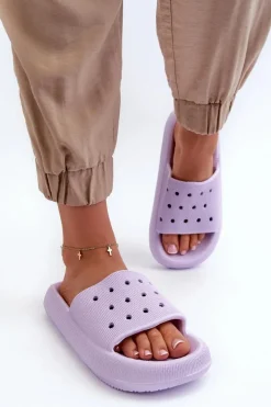 Damskie Piankowe Klapki Na Grubej Podeszwie Fioletowe Beula