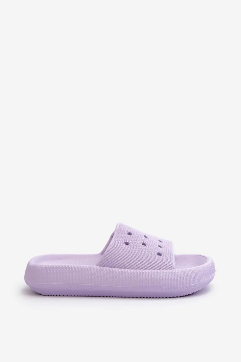 Damskie Piankowe Klapki Na Grubej Podeszwie Fioletowe Beula