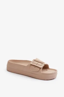 Damskie Piankowe Klapki Na Platformie Z Klamrą Big Star NN274A666 Beżowe