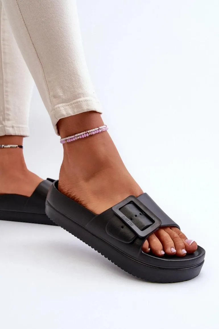 Damskie Piankowe Klapki Na Platformie Z Klamrą Big Star NN274A662 Czarne