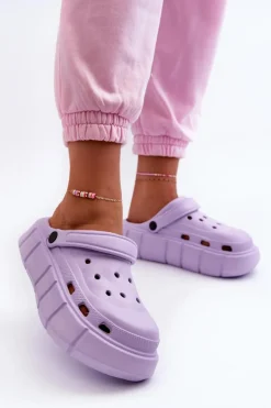 Damskie Piankowe Klapki Na Platformie Fioletowe Beckett