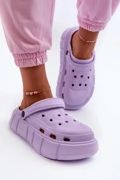 Damskie Piankowe Klapki Na Platformie Fioletowe Beckett