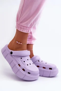 Damskie Piankowe Klapki Na Platformie Fioletowe Beckett