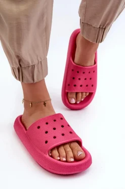 Damskie Piankowe Klapki Na Grubej Podeszwie Fuksja Beula