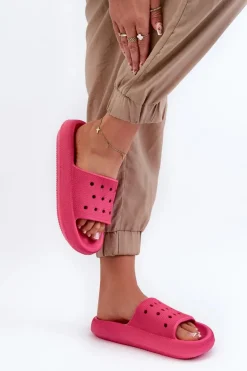 Damskie Piankowe Klapki Na Grubej Podeszwie Fuksja Beula