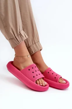 Damskie Piankowe Klapki Na Grubej Podeszwie Fuksja Beula