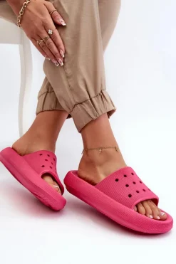 Damskie Piankowe Klapki Na Grubej Podeszwie Fuksja Beula