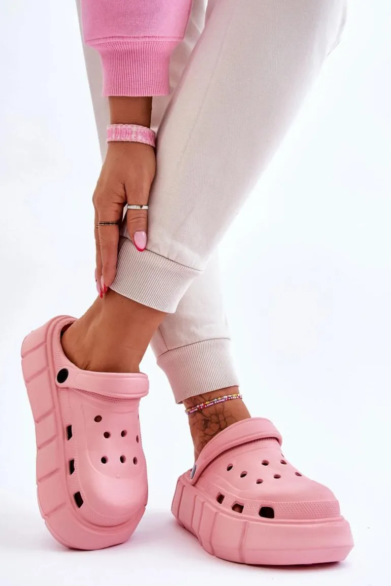 Damskie Piankowe Klapki Na Platformie Różowe Beckett