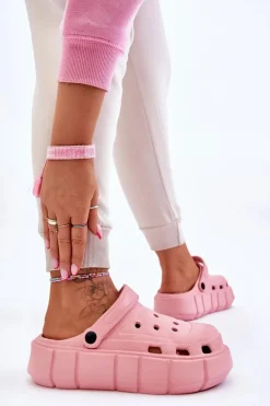 Damskie Piankowe Klapki Na Platformie Różowe Beckett