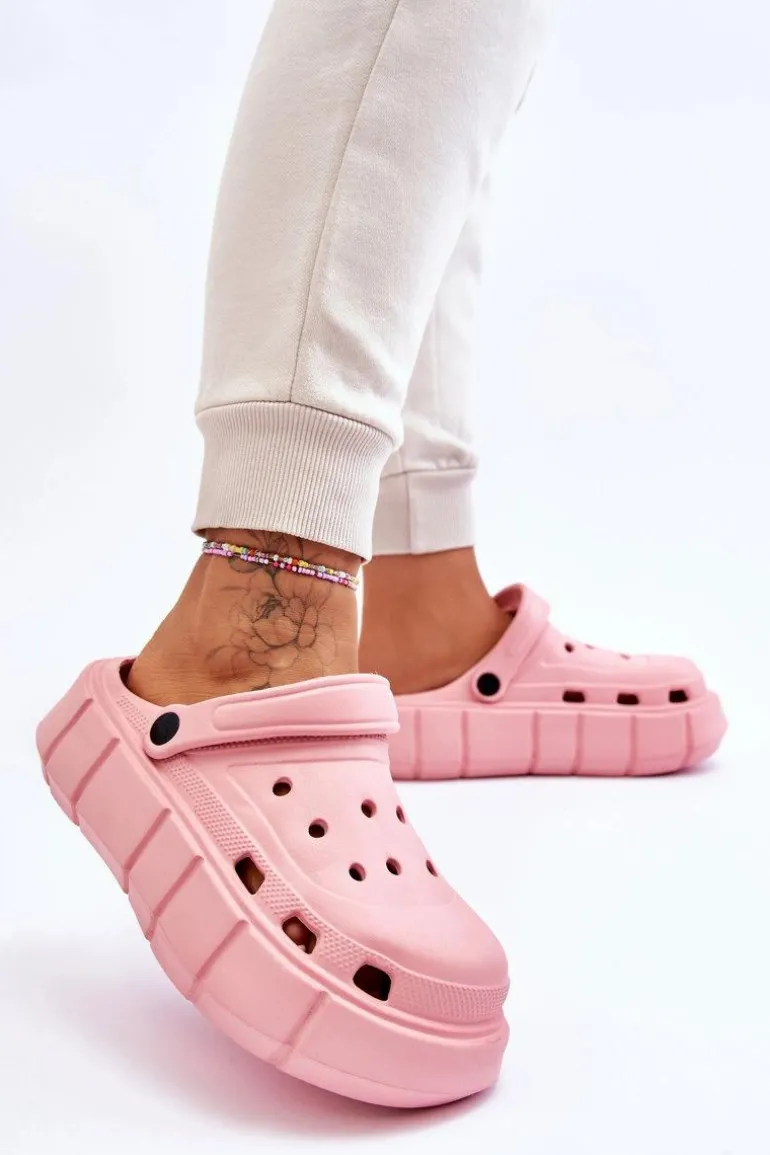 Damskie Piankowe Klapki Na Platformie Różowe Beckett