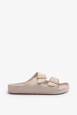 Damskie Piankowe Klapki Z Klamrami Beżowe Luciene