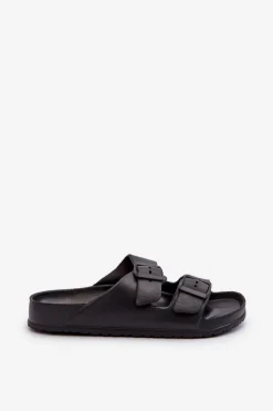 Damskie Piankowe Klapki Z Klamrami Czarne Luciene