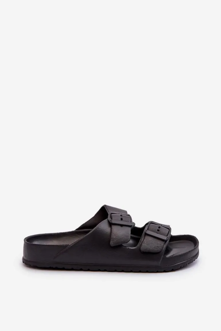 Damskie Piankowe Klapki Z Klamrami Czarne Luciene