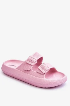 Damskie Piankowe Klapki Z Paskami Różowe Sharmen